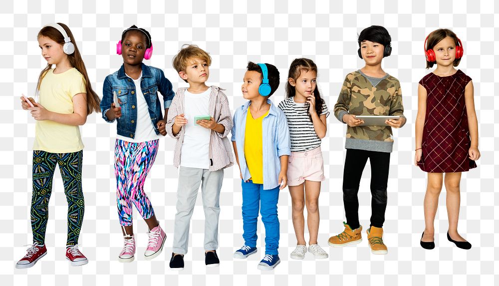 Diverse kids png element, transparent background