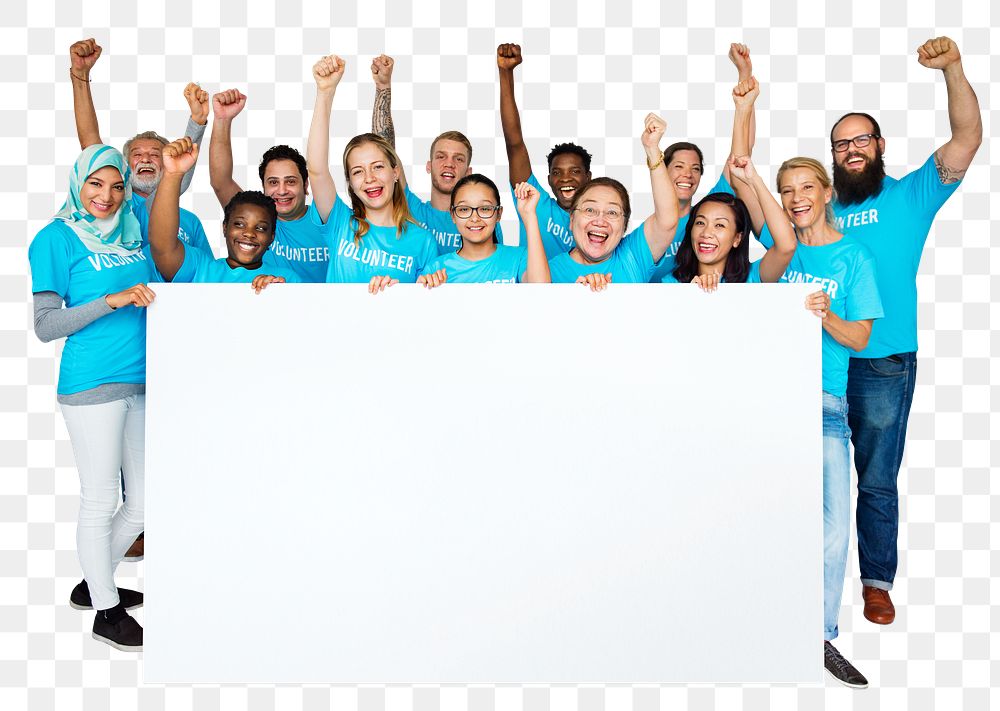 Diverse volunteers png element, transparent background