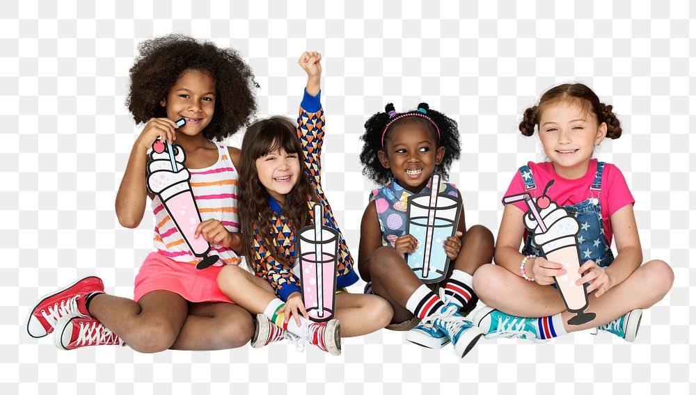 Diverse kids png element, transparent background