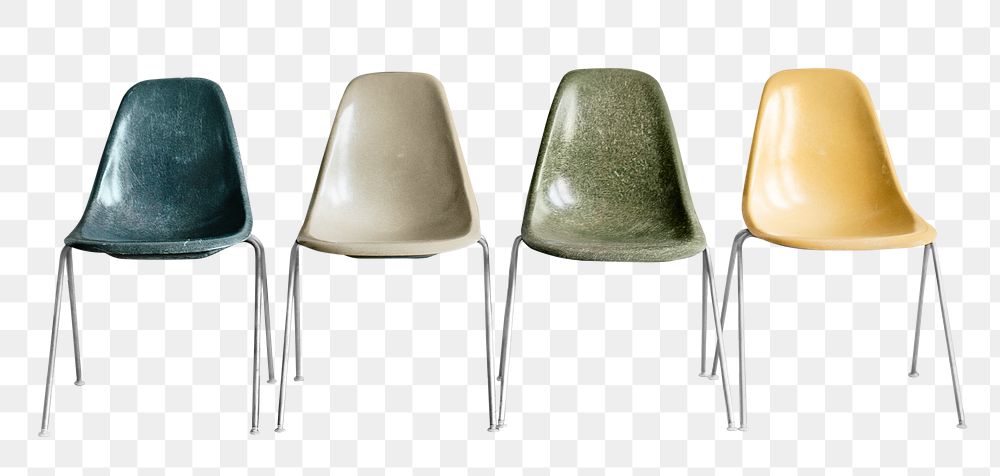 PNG Chairs in a row, collage element, transparent background