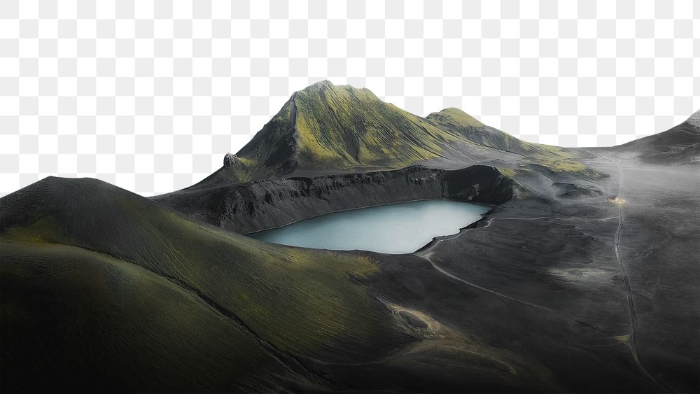 PNG Lake in central highlands, Iceland collage element, transparent background