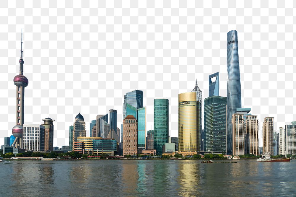 PNG The Bund in Shanghai collage element, transparent background