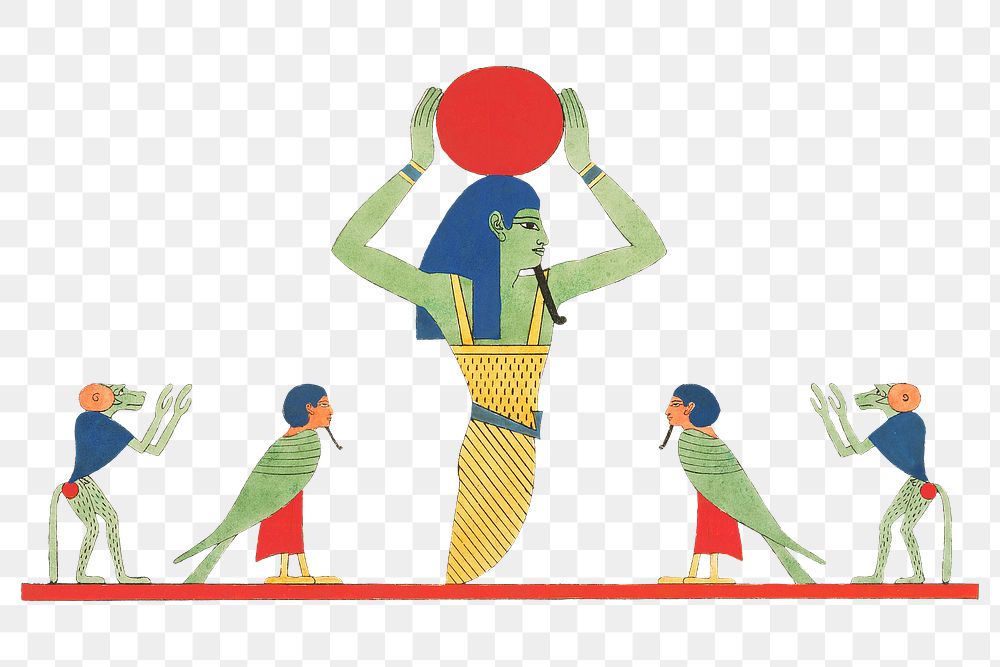 Egypt god png vintage illustration, transparent background