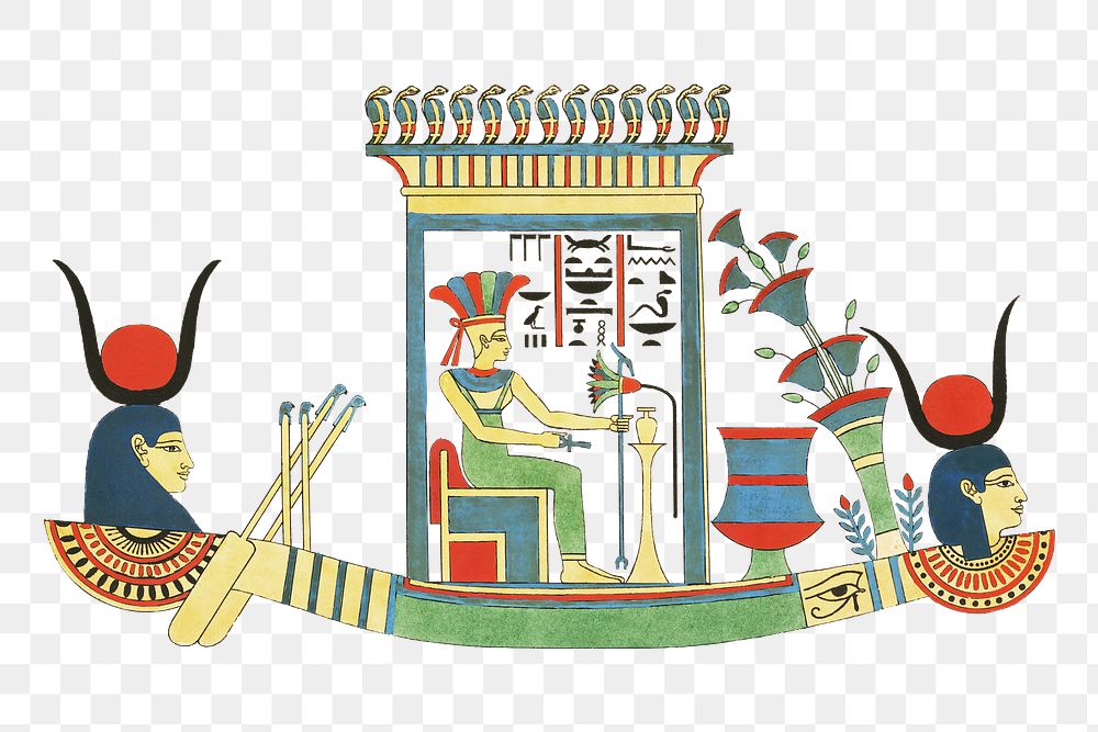 Egypt god png vintage illustration, transparent background