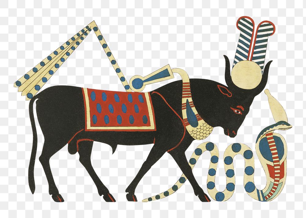 Egypt cow png vintage illustration, transparent background