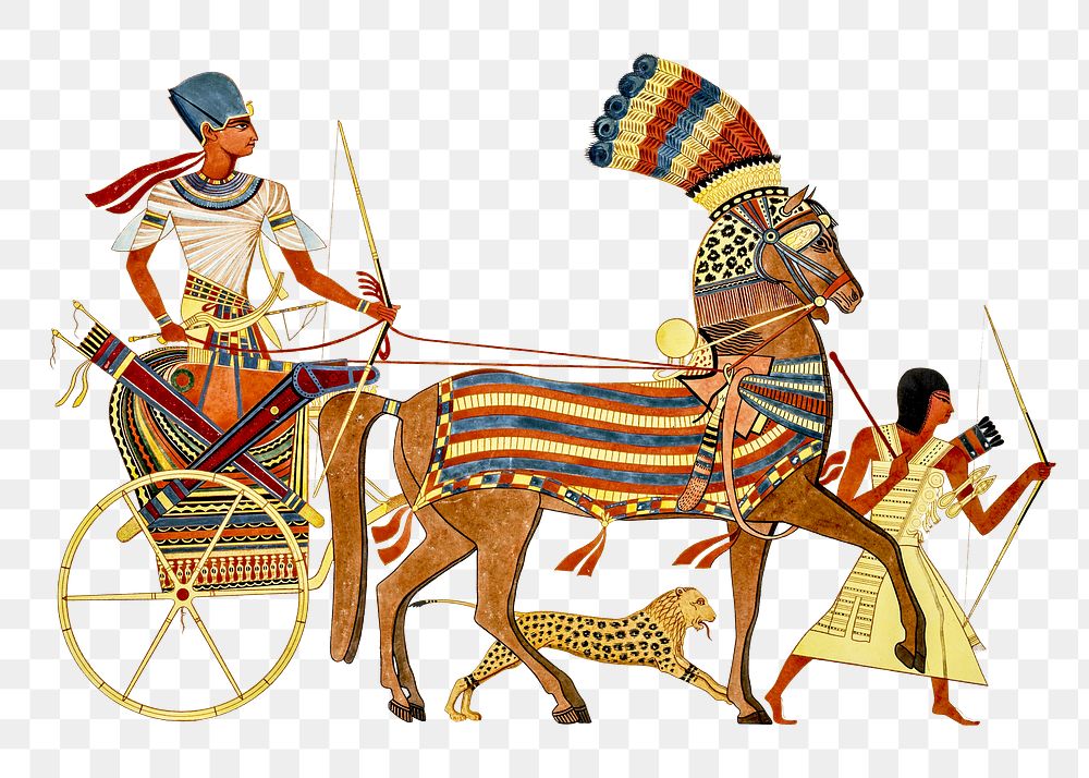 Egypt war png vintage illustration, human and horse image on transparent background