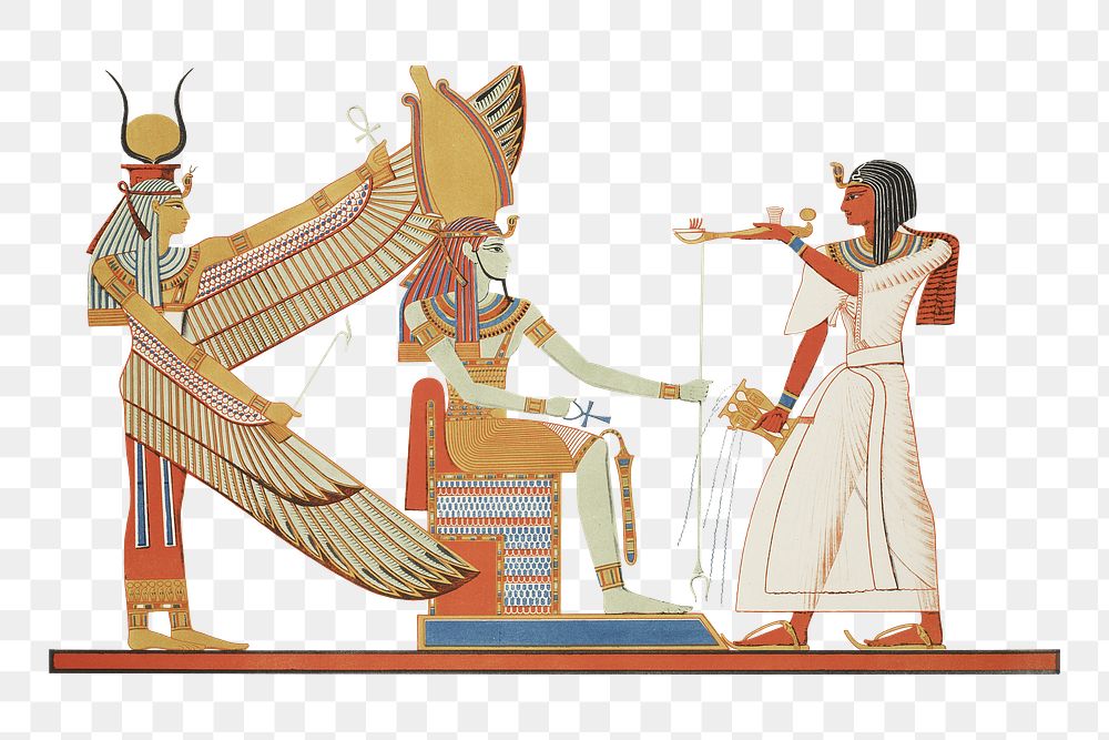 Egypt ritual png vintage illustration, ancient design on transparent background