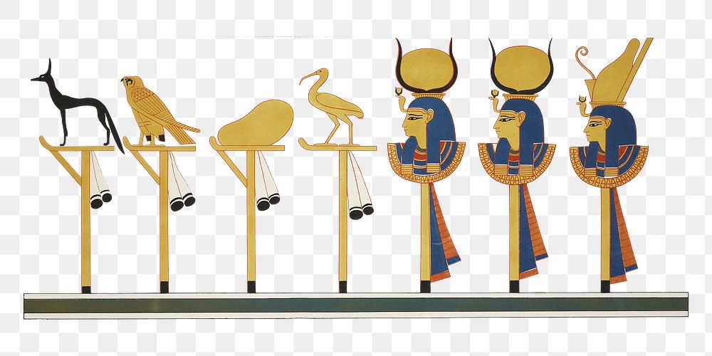 Egypt ritual png vintage illustration, ancient design on transparent background