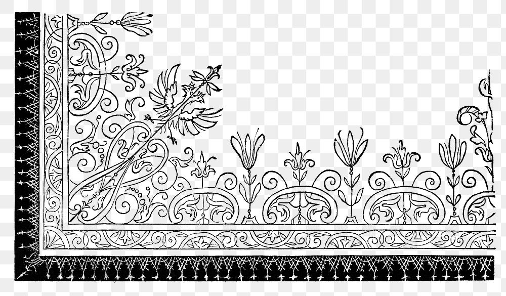 Decorative ornaments png vintage border, transparent background