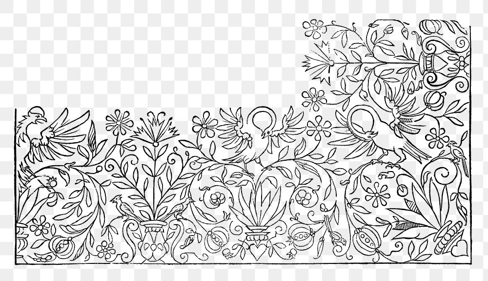 Vintage ornaments png border sticker, transparent background