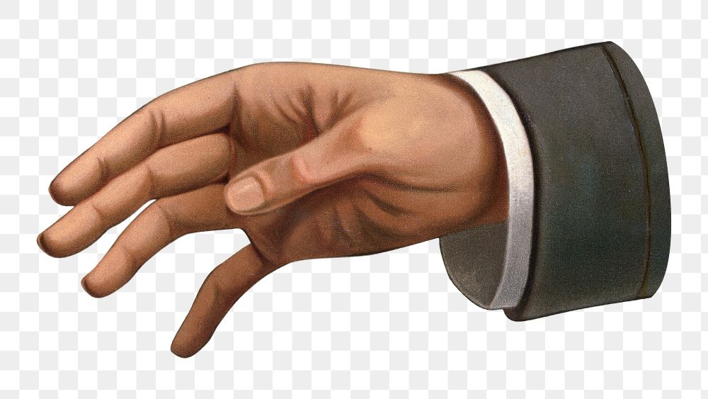 Businessman's hand png, vintage gesture illustration, transparent background. Remixed by rawpixel.