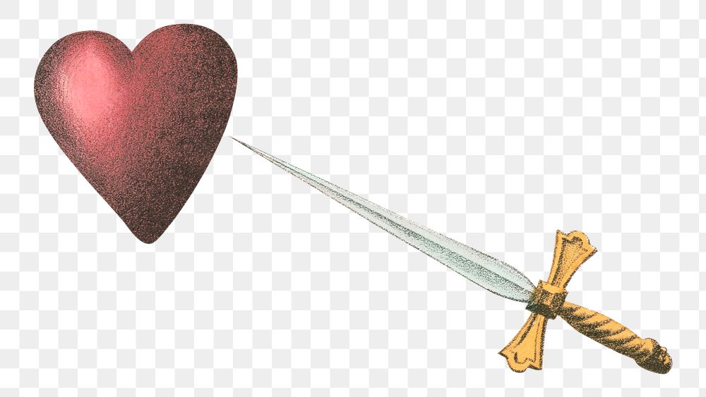 Sword and heart png illustration on transparent background. Remixed by rawpixel.