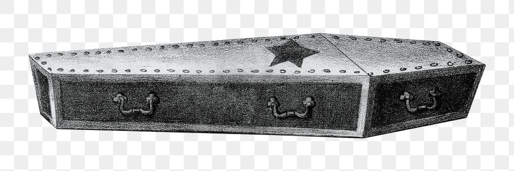 Funeral coffin png, vintage illustration on transparent background. Remixed by rawpixel.