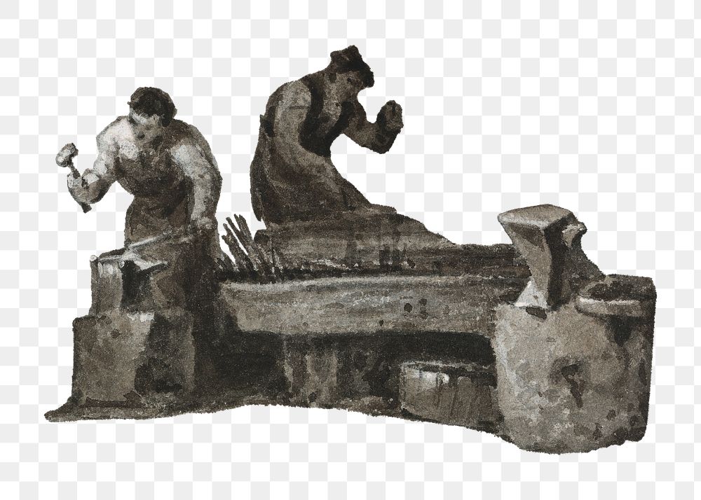 The Blacksmith png, vintage illustration by George Jones on transparent background. Remixed by rawpixel.