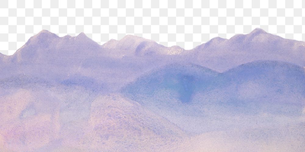 Purple hills png watercolor border, transparent background. Remixed from Arthur B Davies artwork, by rawpixel.