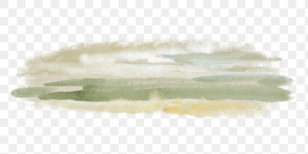 Green bush stroke  png watercolor illustration element, transparent background. Remixed from Arthur B Davies artwork, by…