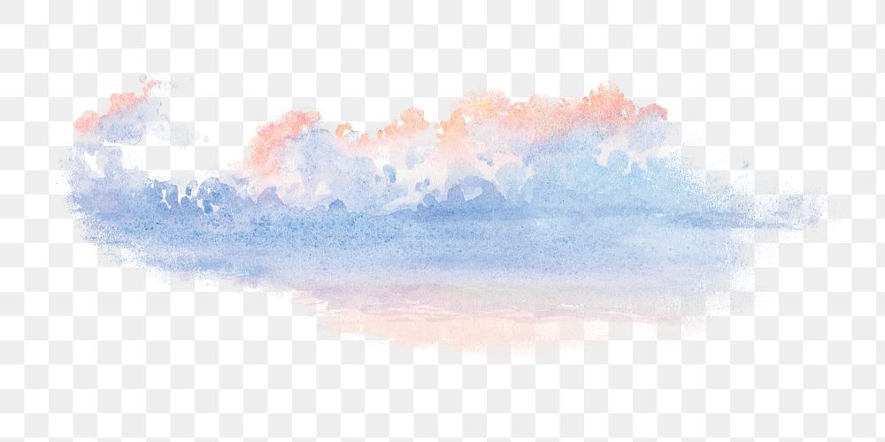 Pastel sky png watercolor illustration element, transparent background. Remixed from George Elbert Burr artwork, by rawpixel.