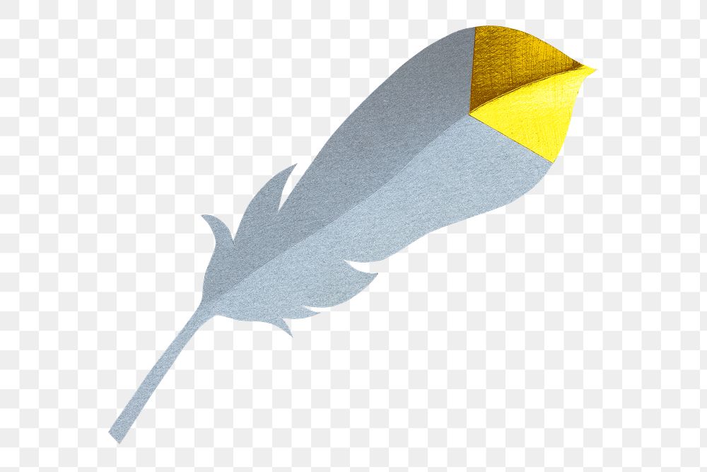 PNG Golden gray feather  sticker transparent background