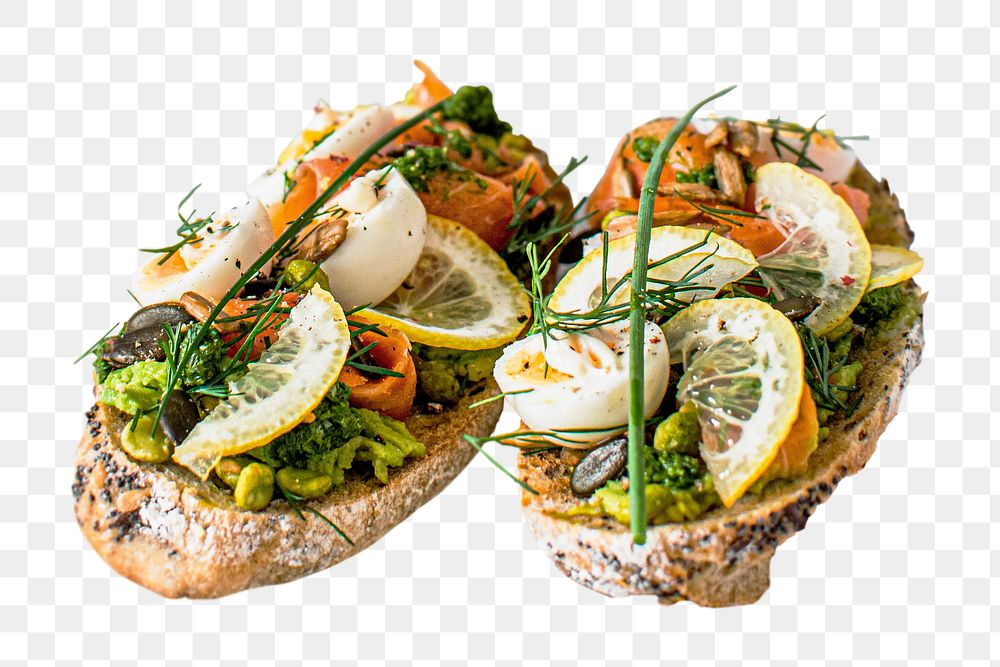 PNG Fresh homemade open faced sandwich, collage element, transparent background