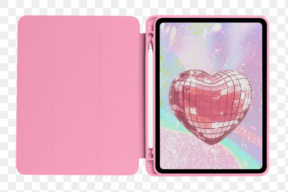 Pink tablet case png digital device, transparent background