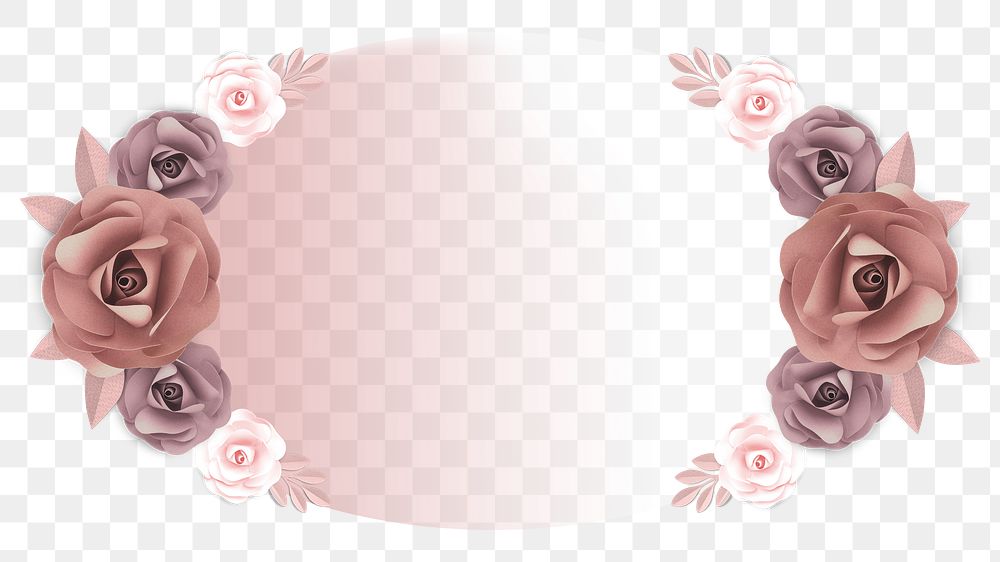 Rose frame png element, transparent background