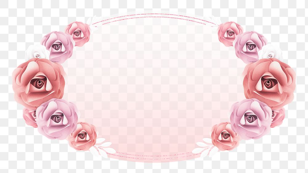 Rose frame png element, transparent background