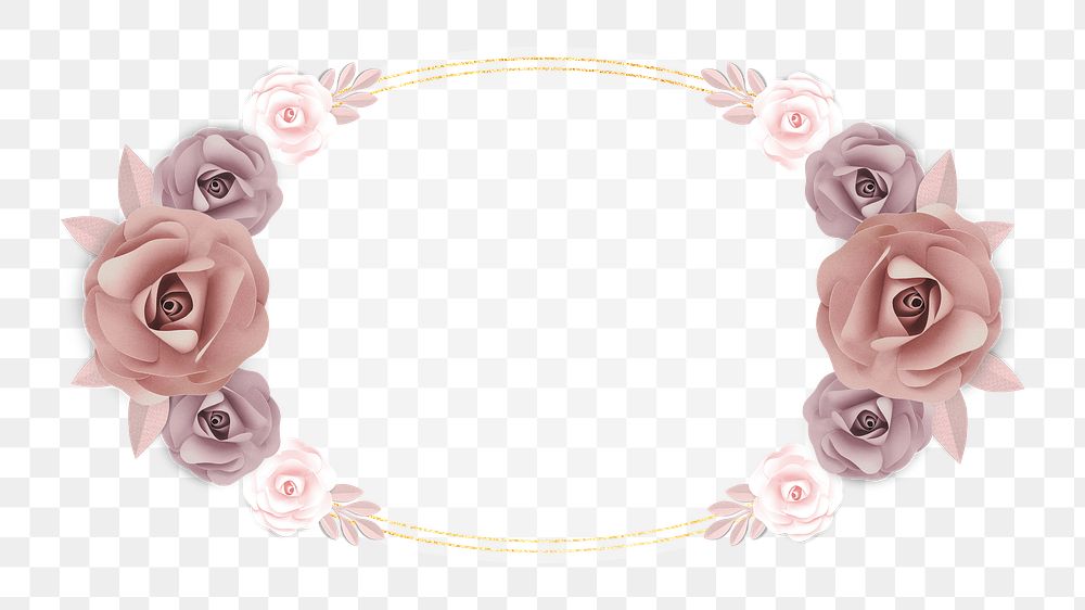 Rose frame png element, transparent background
