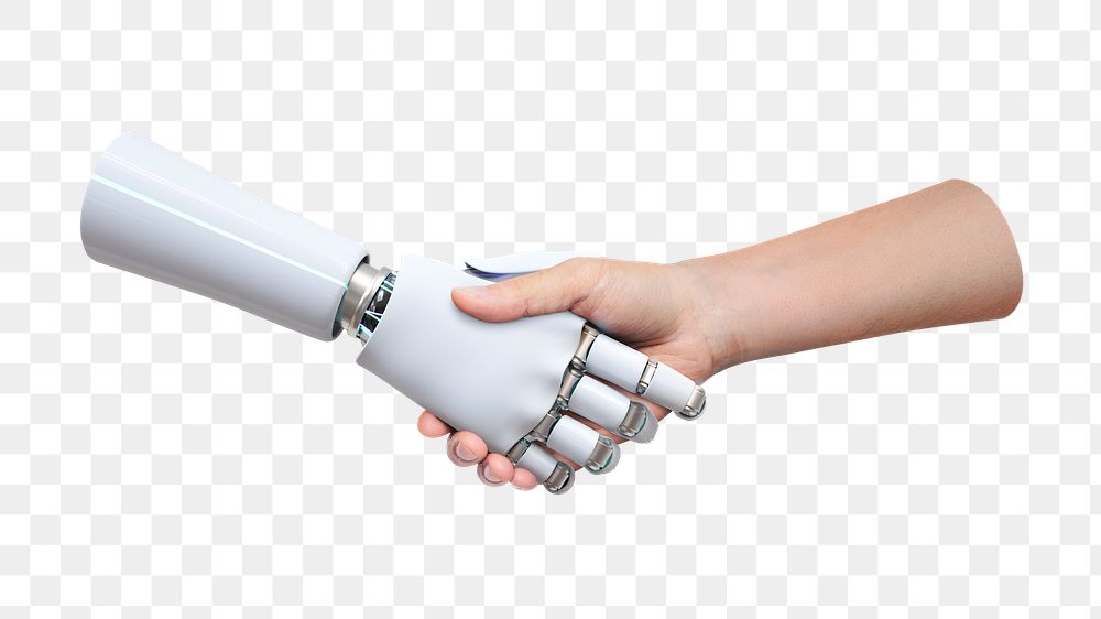 PNG Robot png handshake human, collage element, transparent background