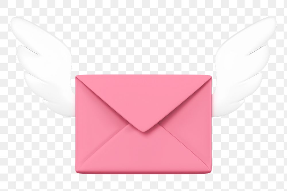 Flying envelope png sticker, 3d business clipart, transparent background