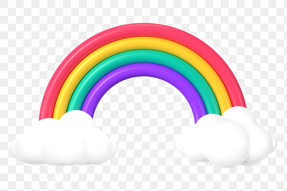 Rainbow sticker png, 3d birthday graphic, transparent background