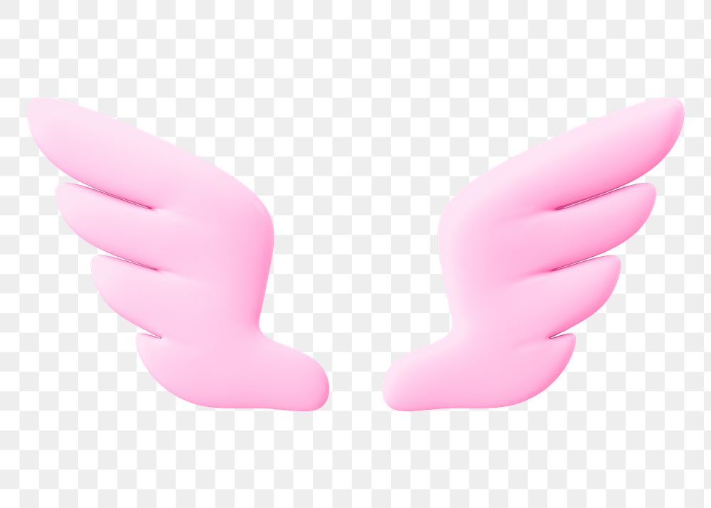 Pink wings png sticker, 3d business clipart, transparent background