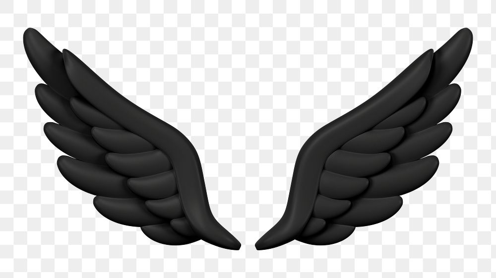 Black wings png sticker, 3d business clipart, transparent background