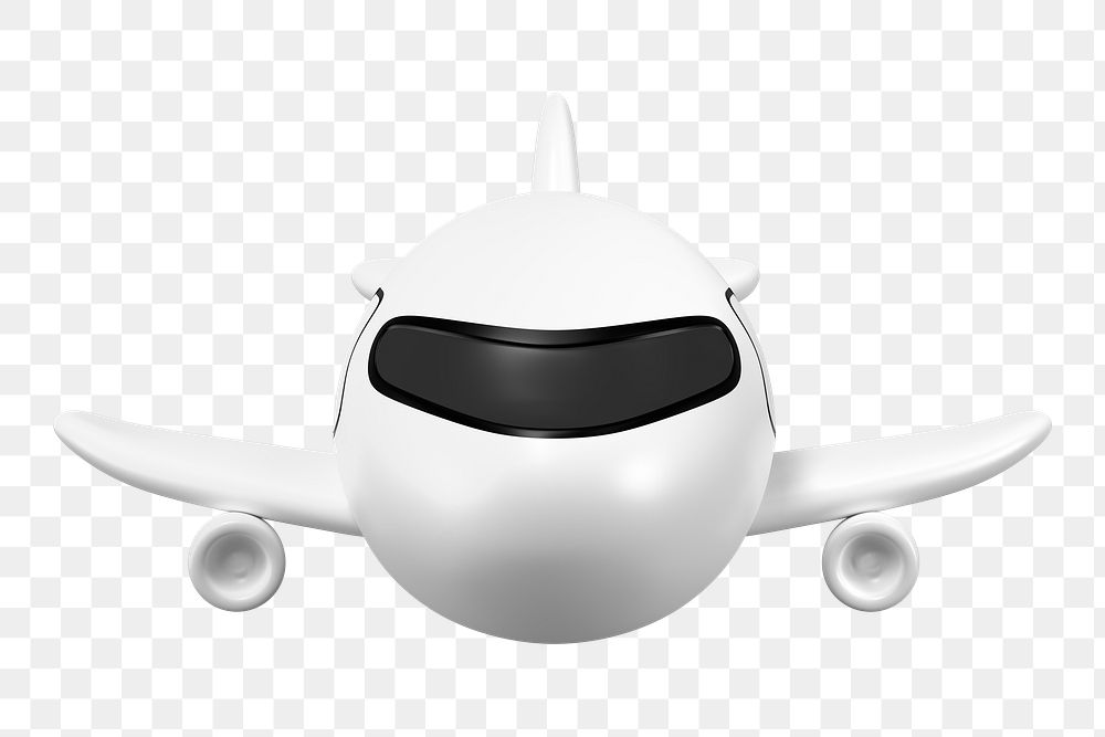 Plane png sticker, front view 3D cartoon transparent background