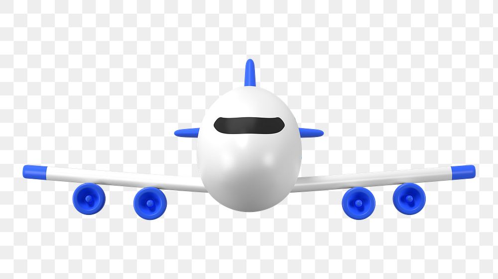 Airplane png sticker, 3D front view cartoon transparent background