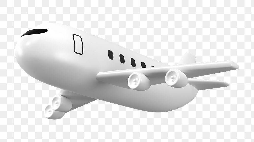 Plane png sticker, side view  3D cartoon transparent background