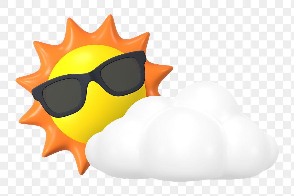 Sunny day png sticker, summer 3D cartoon transparent background