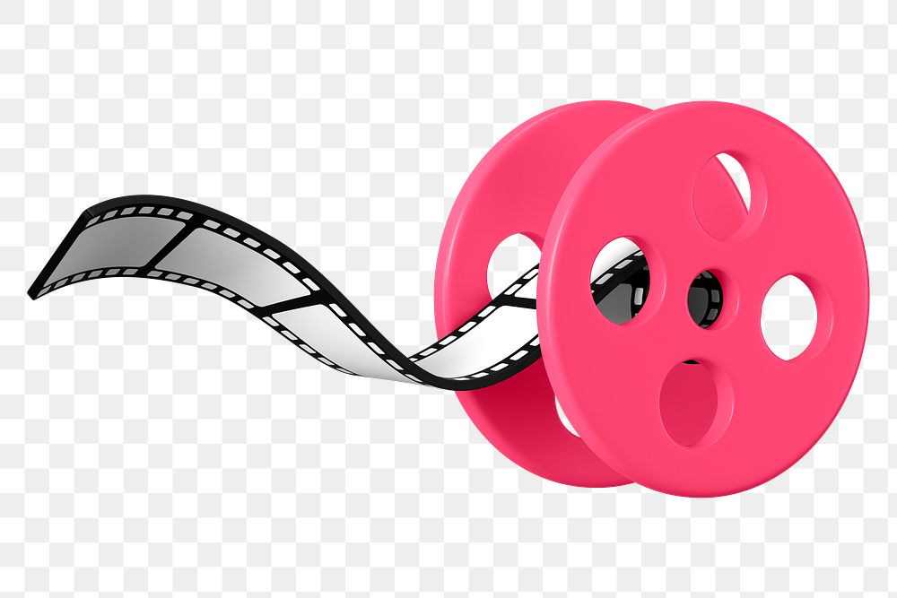 Movie reels png 3D clipart, pink design 