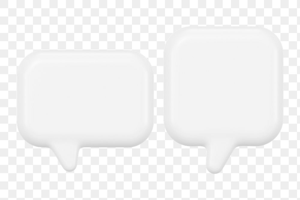 Speech bubble png sticker, white 3D rendering graphic on transparent background