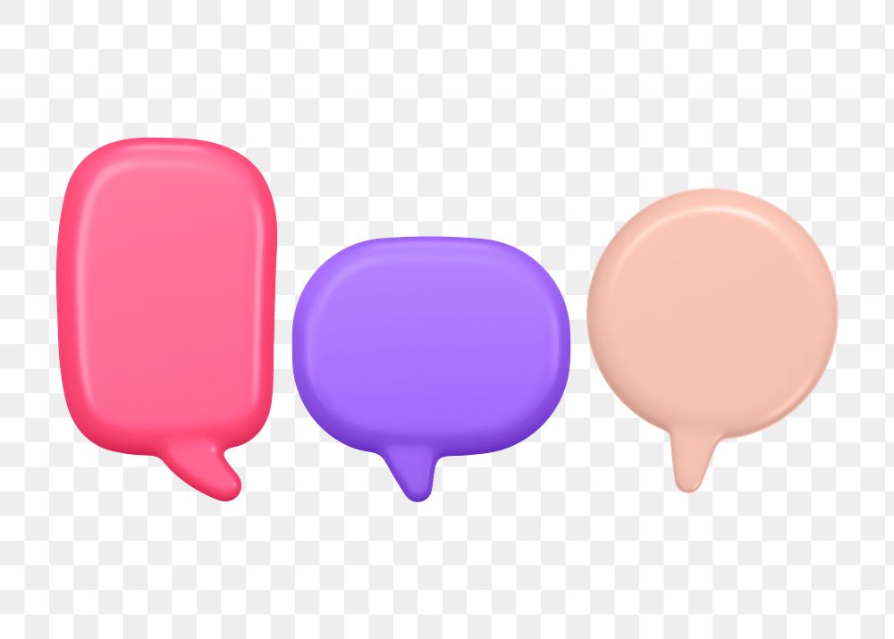 Speech bubble png stickers, colorful announcement graphic on transparent background