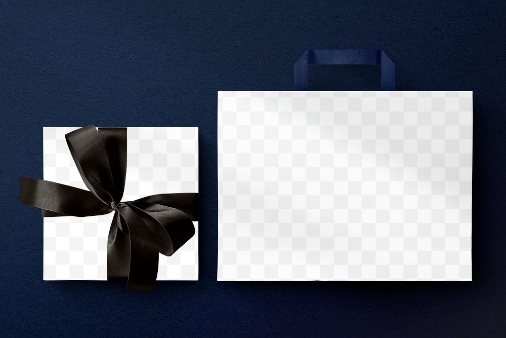 Gift box, bag png transparent mockup