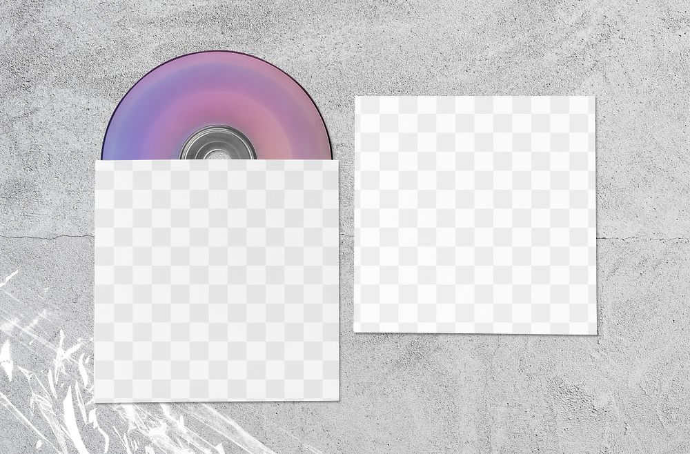 CD album cover png mockup, transparent design