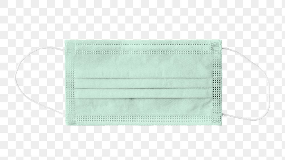 Green surgical mask png element, transparent background