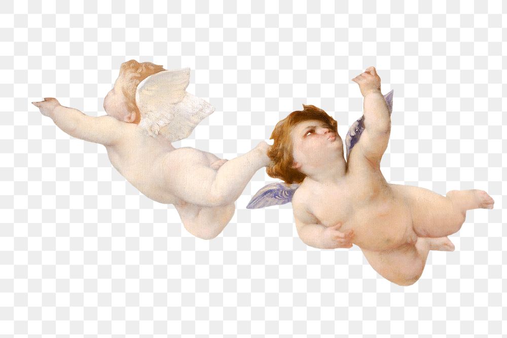 Flying cherubs png, vintage illustration, transparent background. Remixed by rawpixel.