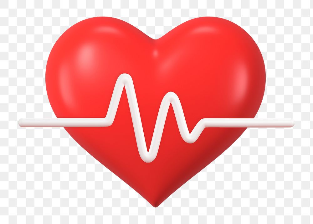 Heart, health png icon sticker, 3D rendering, transparent background