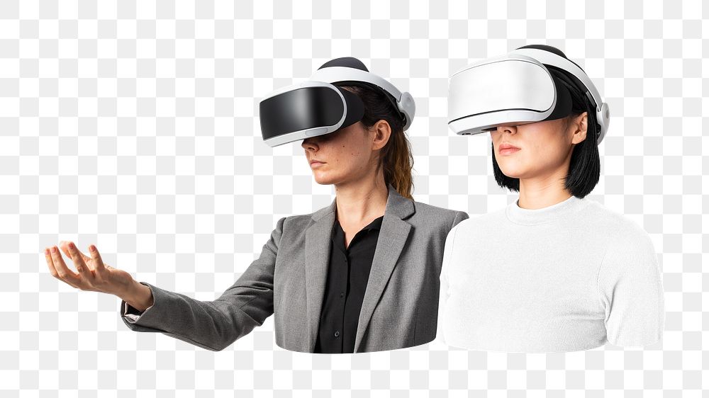 PNG Business virtual reality, collage element on transparent background