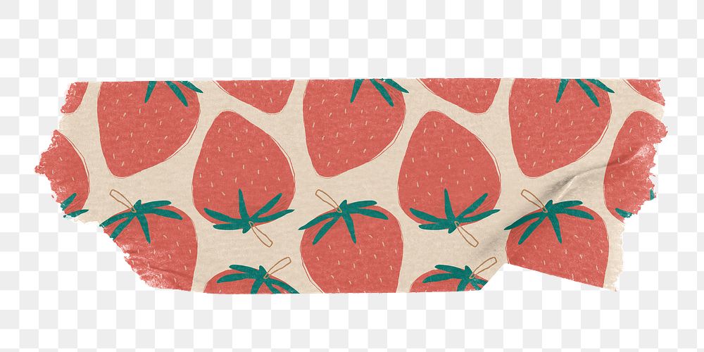 PNG Strawberry patterned washi tape, transparent background