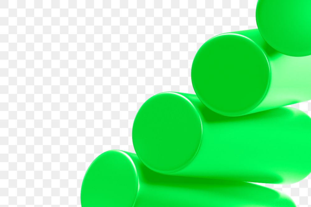 Green cylinders png geometric shape, transparent background