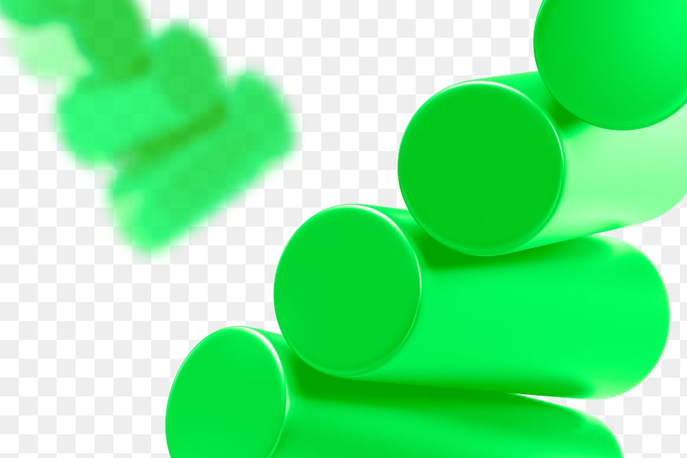 Green cylinders png geometric shape, transparent background
