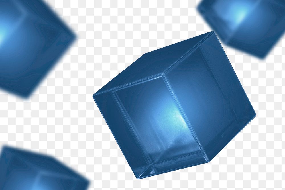 Blue cubics png geometric shape, transparent background