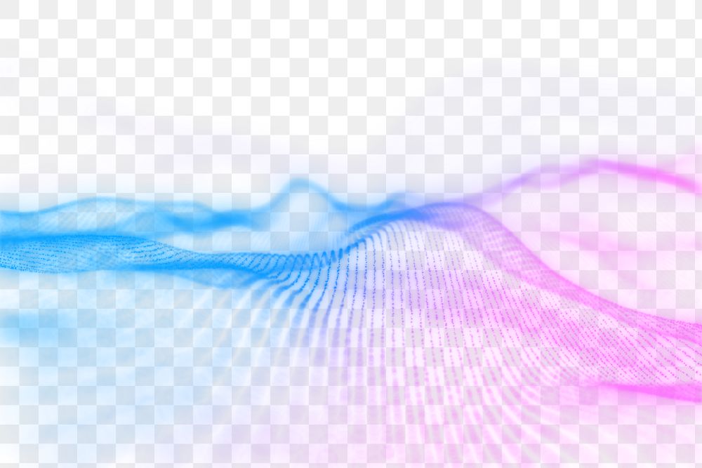Dynamic wave png gradient blue, transparent background